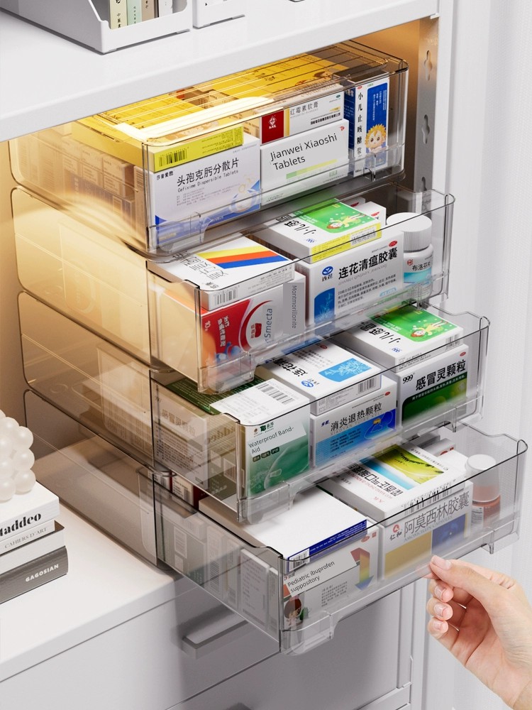 透明抽屜式藥箱 家庭醫藥箱大容量 抽屜收納盒 藥品收納櫃 多層 藥物收納箱 抽屜式 藥箱家用
