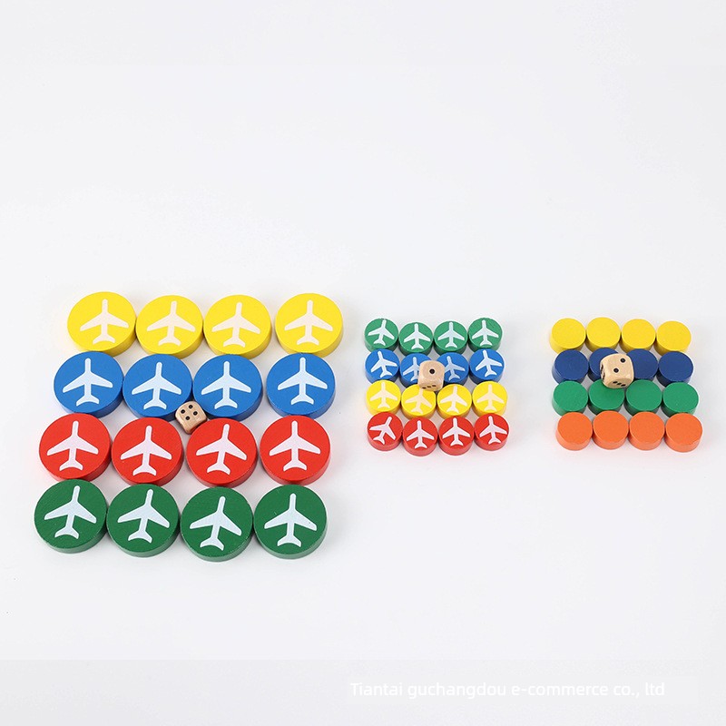 Wooden Chess Pieces, Flying Chess, Checkers, Children's Educational Board Game Toys, Colorful Solid Wood Chess Pieces, Round Pieces, Picnic Accessories