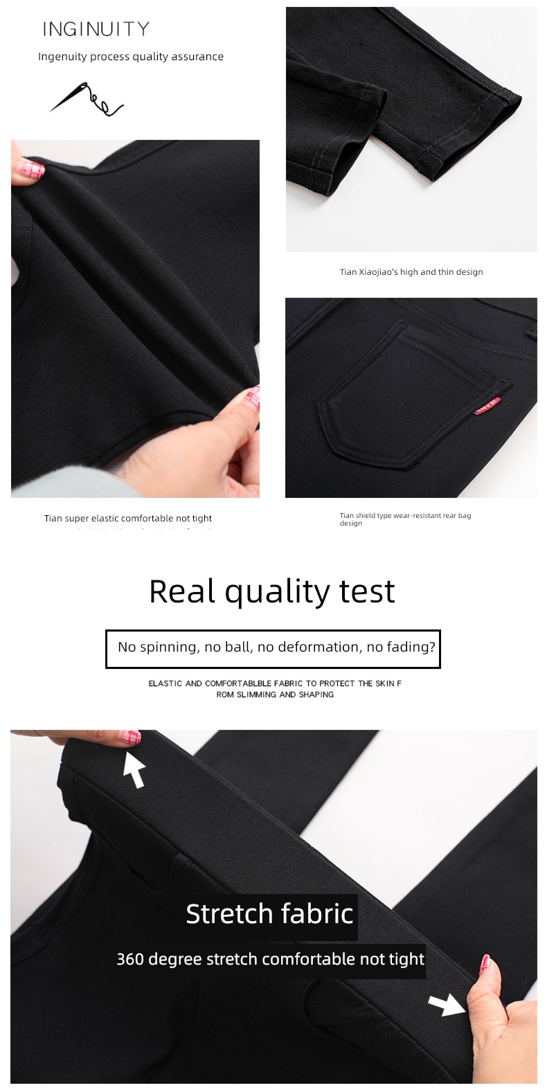 High waist elastic force pencil Show thin black Little feet Leggings