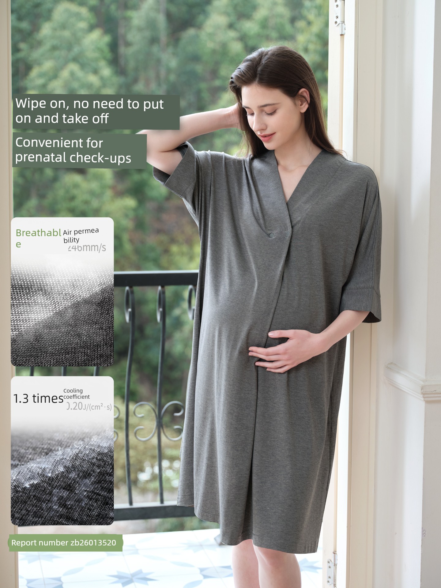 Bamboo Fiber | Yatmao Maternity Bamboo Cotton Nursing Pajamas Postpartum Maternity Delivery Room Maternity Dress