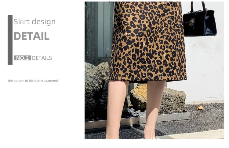 Medium and long term High waist Straight cylinder Leopard Print skirt