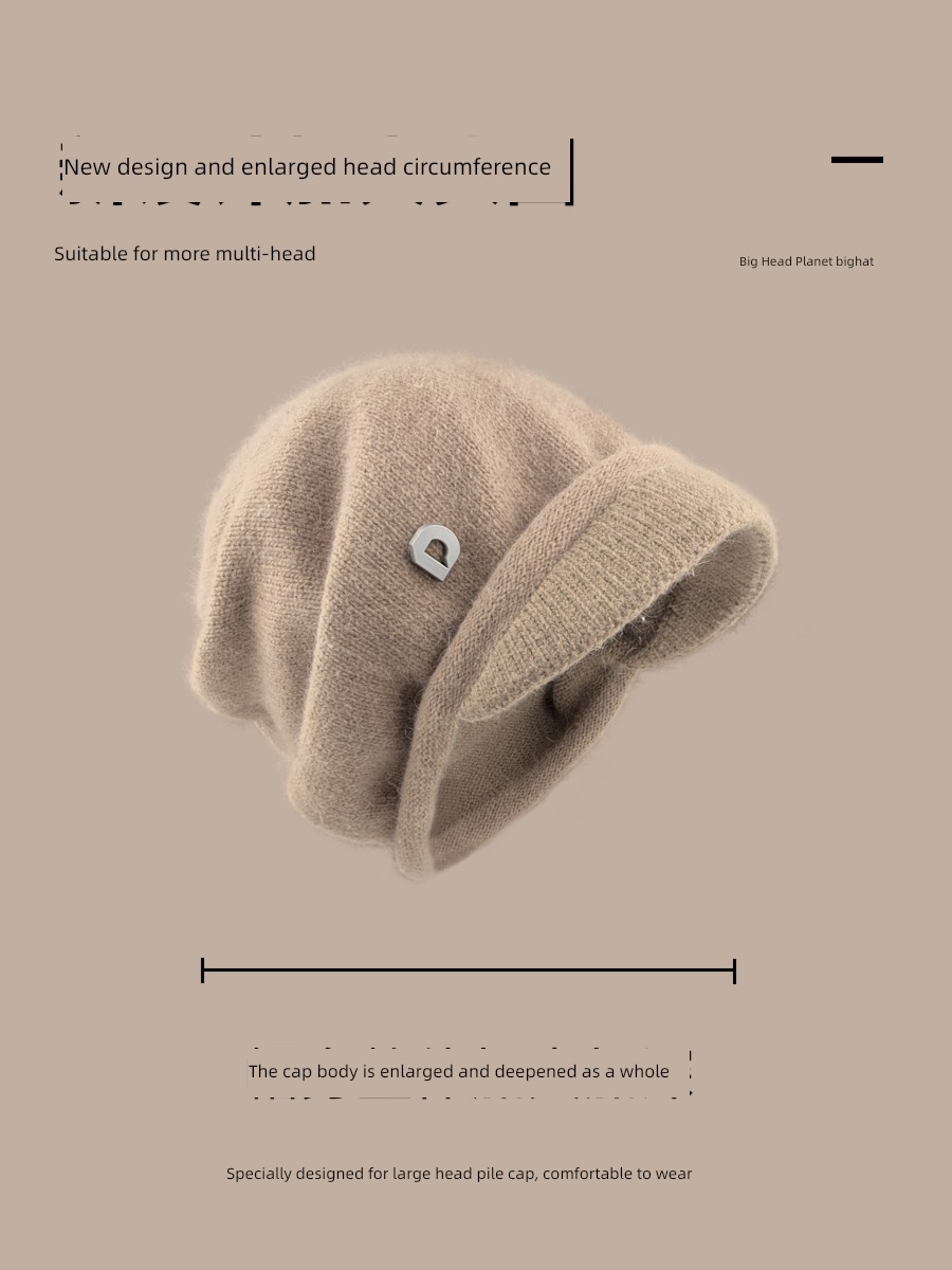 【 10.31 New products   Time limit 20% off 】 Big head circumference solar system knitting Pile cap Autumn and winter fashion Short eaves Fisherman hat
