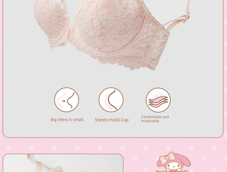 Merlot jointly Front buckle summer sexy Bra Set