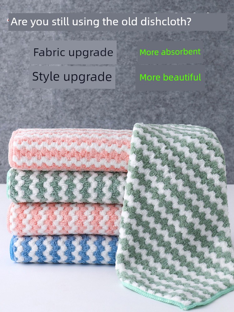 Rag Absorbent Dishcloth Kitchen Special Oil-Stained Towel Thickened to Clean a Table Scouring Pad