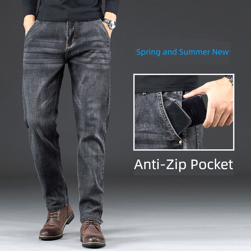 easy Straight cylinder winter middle age Big size Plush Jeans