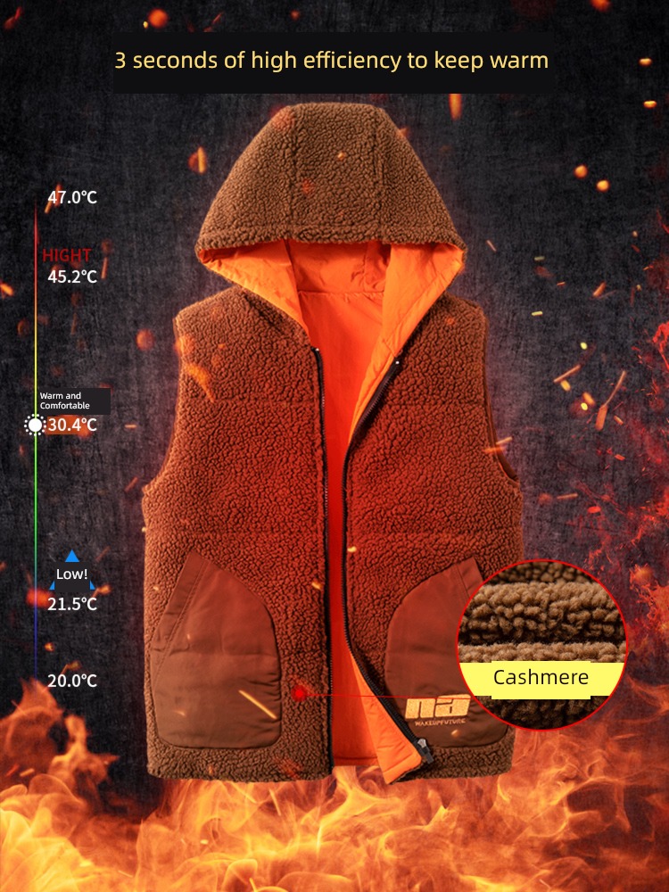 Chaopai Lamb cashmere loose coat Men's style winter clothes jacket Vest