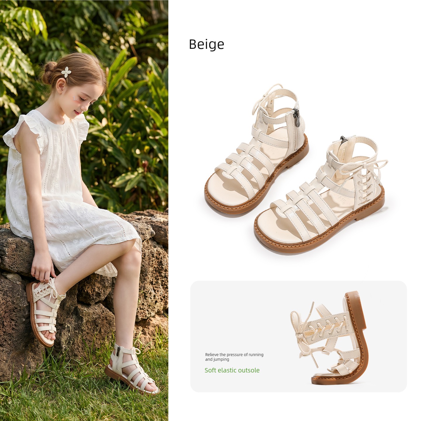 Girls' Sandals, Kidsren's Roman Shoes, 2026 New Models, Soft-Soled Shoes for Middle and Large Kidsren, Summer Shoes for Girls, Summer Shoes for Girls — 2