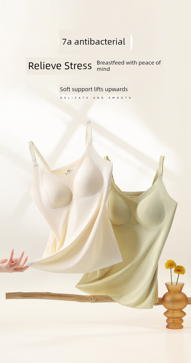 Maternity Nursing Tank Top with Straps, Postpartum Breastfeeding, No Need to Wear Underwear, Anti-Exposure, Thin Autumn Style Bra for Pregnant Women — 2
