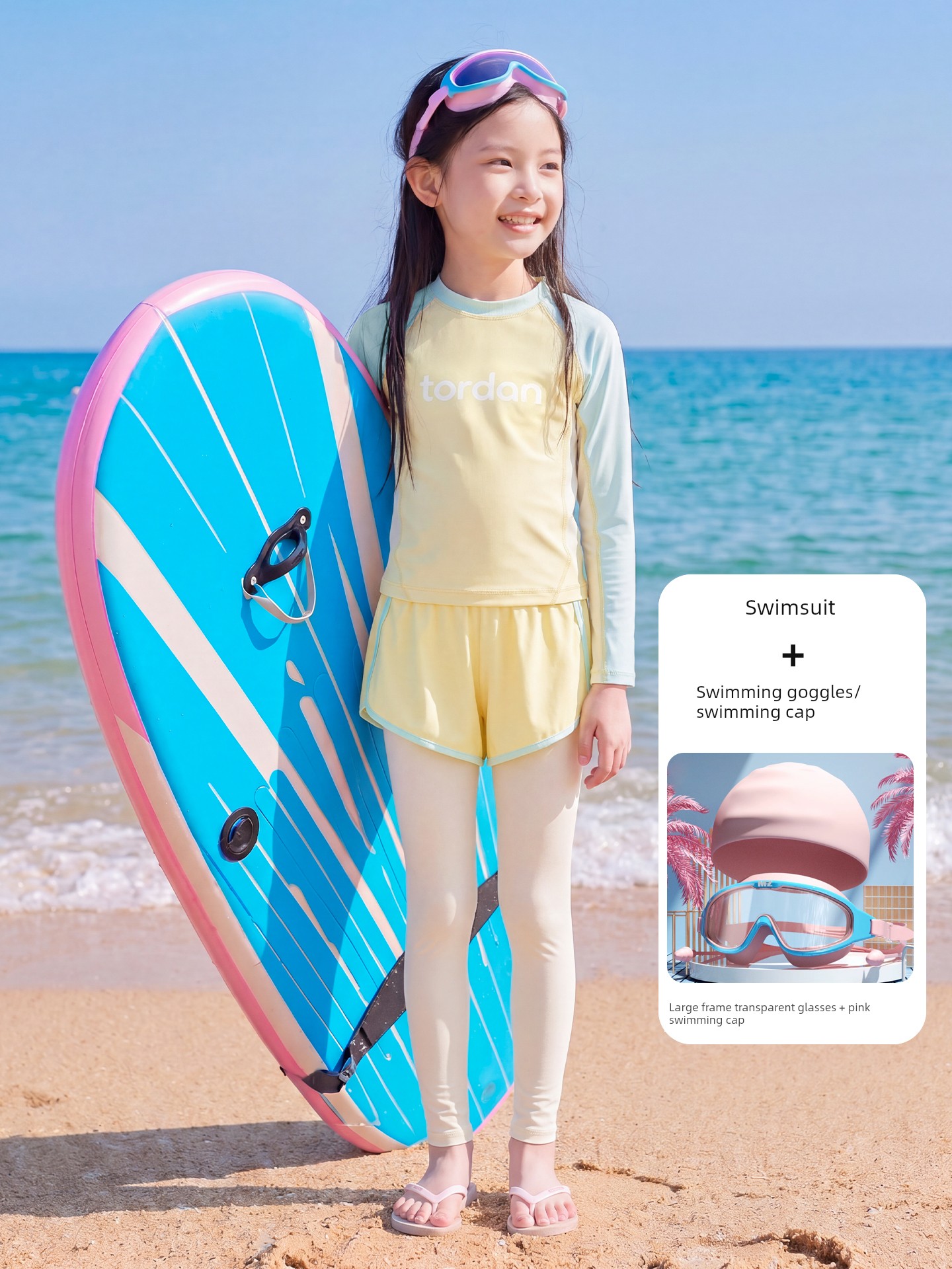 Girls' Swimsuit for Older Children with Chest Pads 2026 New Model Children's Long-Sleeve Sun-Protective Swimwear for Teenage Girls — 5