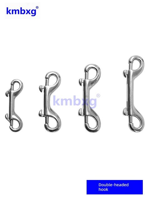 304 stainless steel single-head hook double-head P-hook submersible chain head universal rotating chain spring buckle pet dog hook hook