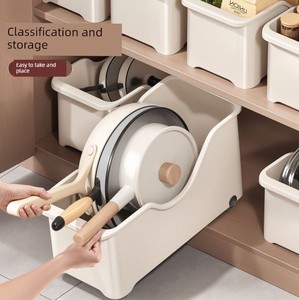 Kitchen Pot Storage Box Organizing Box Pot Lid Seasoning with Pulley Lower Sink Cabinet Storage Multifunctional Storage 