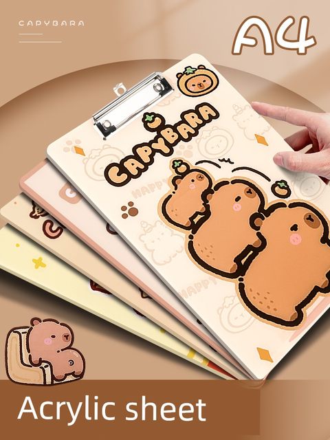 Acrylic board clip a4 folder high-value cartoon cute fixed board writing clip elementary school students school supplies exam writing board children student pad transparent girl test paper storage clip