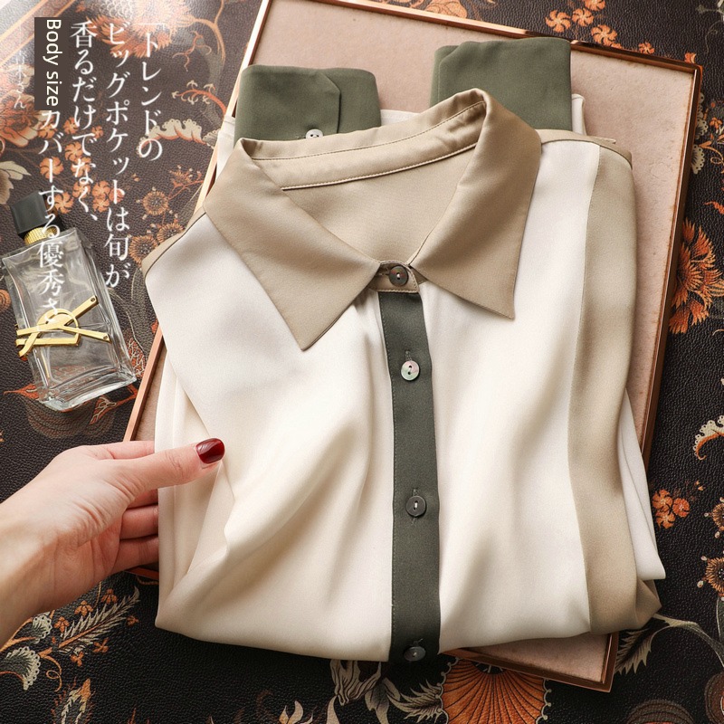 shirt Design sense niche Simplicity Long sleeve jacket real silk