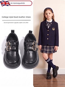 Black Leather Shoes for Girls, College Style, Soft Sole, Comfortable, Round Toe, Versatile, 2026 New Model, British Styl