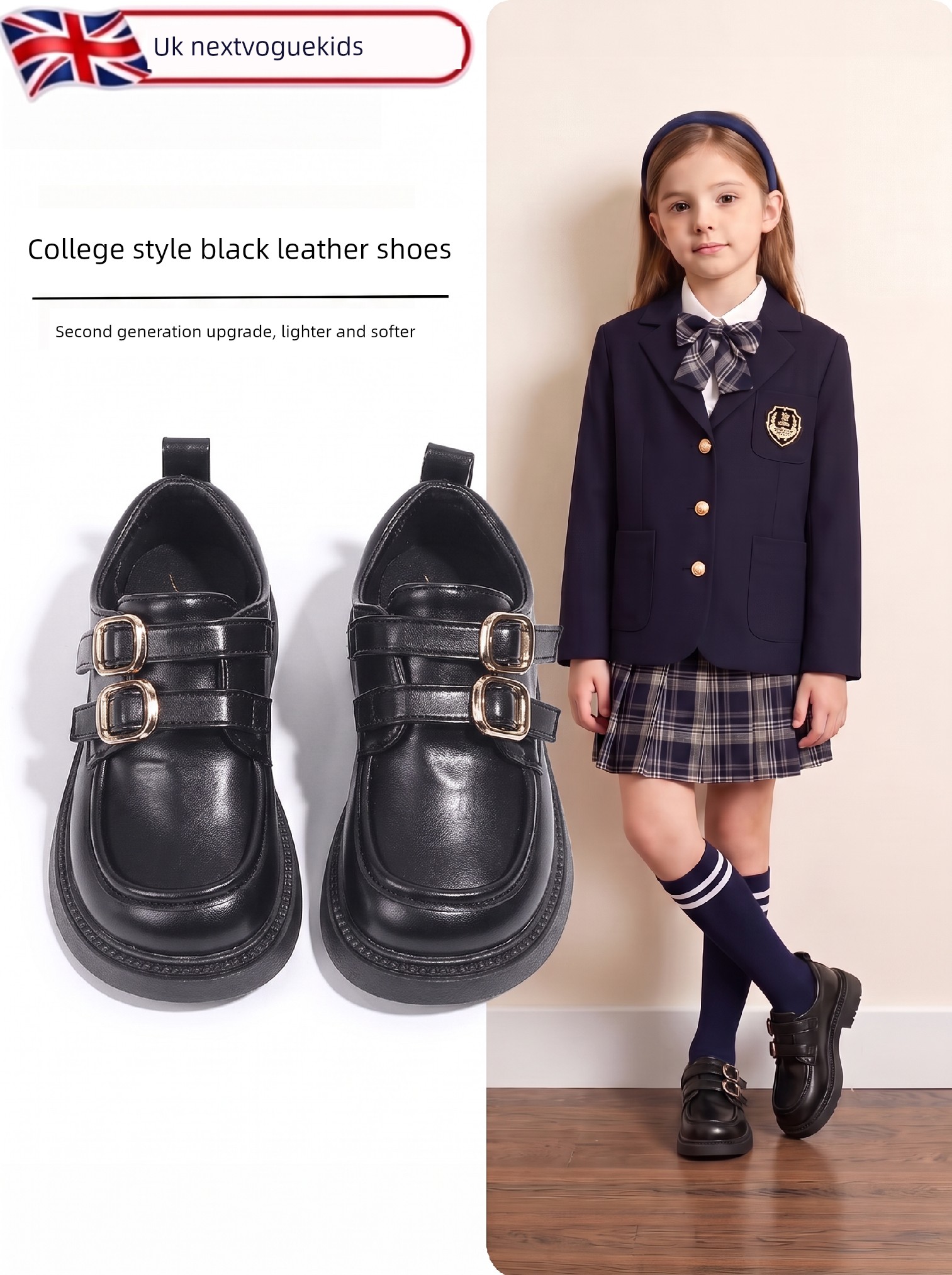 Black Leather Shoes for Girls, College Style, Soft Sole, Comfortable, Round Toe, Versatile, 2026 New Model, British Style, Summer Women's Style