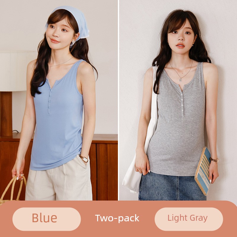 Breastfeeding Vest with Suspenders, No Need to Wear a Bra, Summer Thin Style, Can Be Worn Outside, Postpartum Maternity Top with Breast Pads, Special — 5