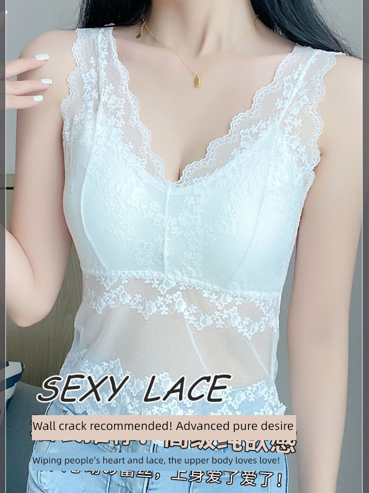Beautiful back female have more cash than can be accounted for Lace Bra free sexy vest