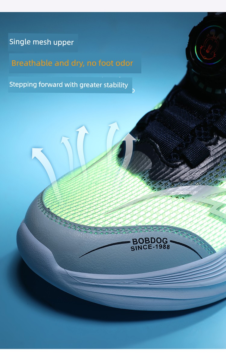 Babudou Kidsren's Shoes Boys' Sports Shoes 2026 Autum New Style Rotating Button Mesh Breathable Kidsren's Running Shoes — 3