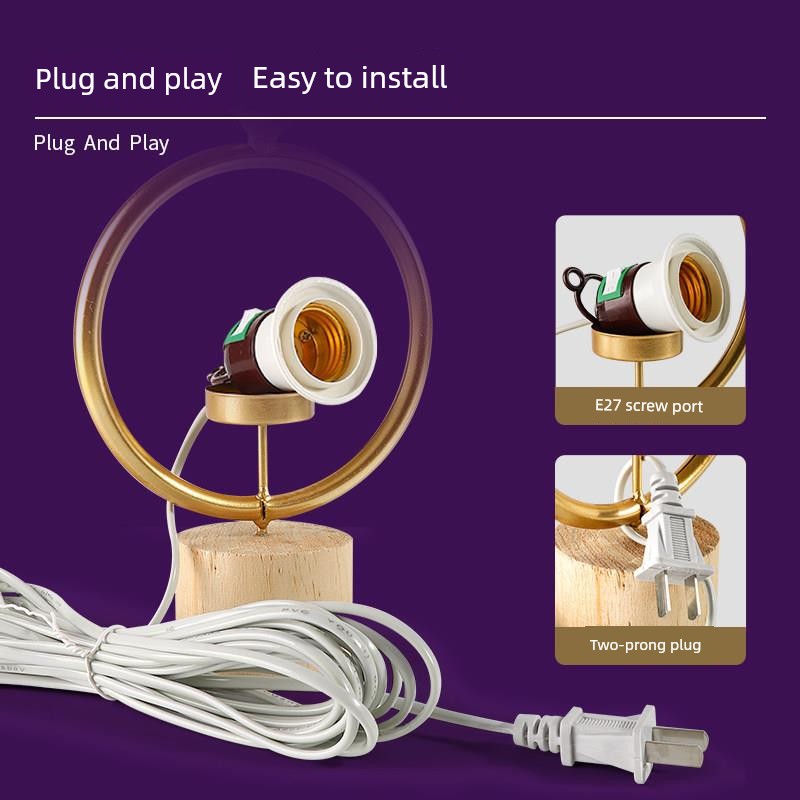 Household Screw-In Lamp Holder with Cord, Integrated Lamp Base with Switch, Corded Plug Socket, Led Home Use