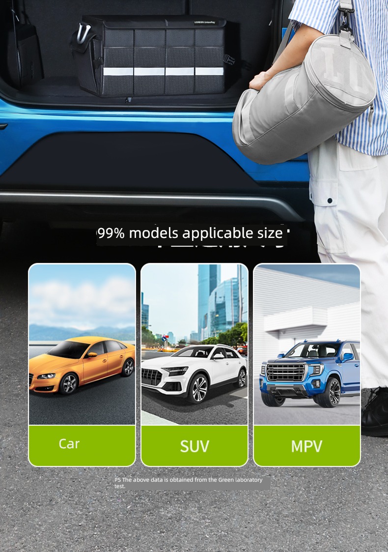 Green League fold automobile within Sundries luggage trunk
