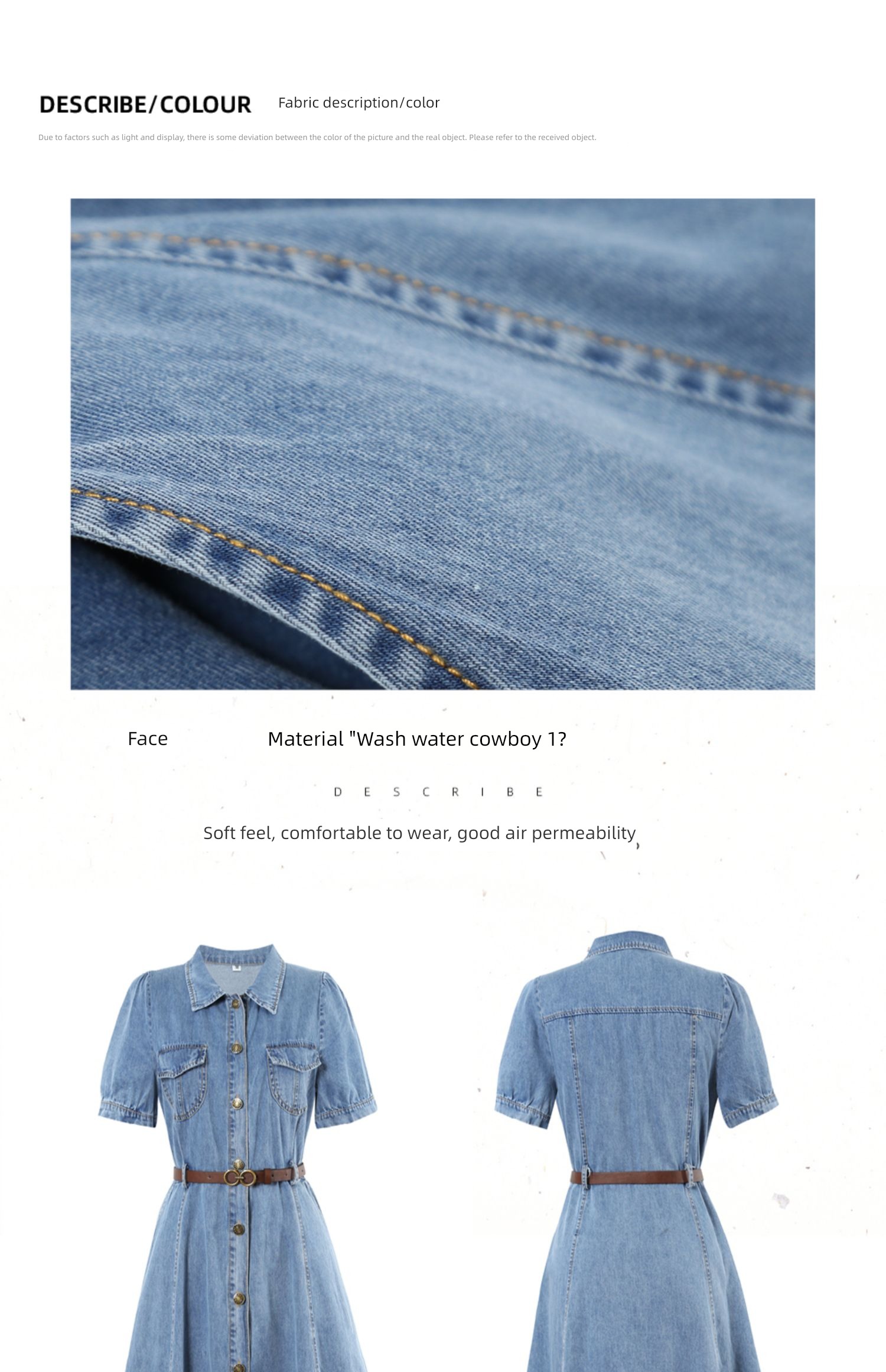Lapel soft Wash denim Self-cultivation High waist literature
