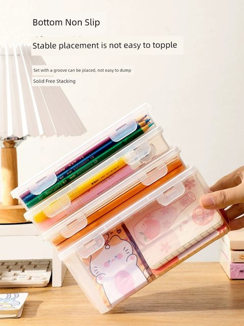 Pencil storage box Large capacity transparent stationery storage box Pen holder Colored pencil children's crayon painting sketch pen bag