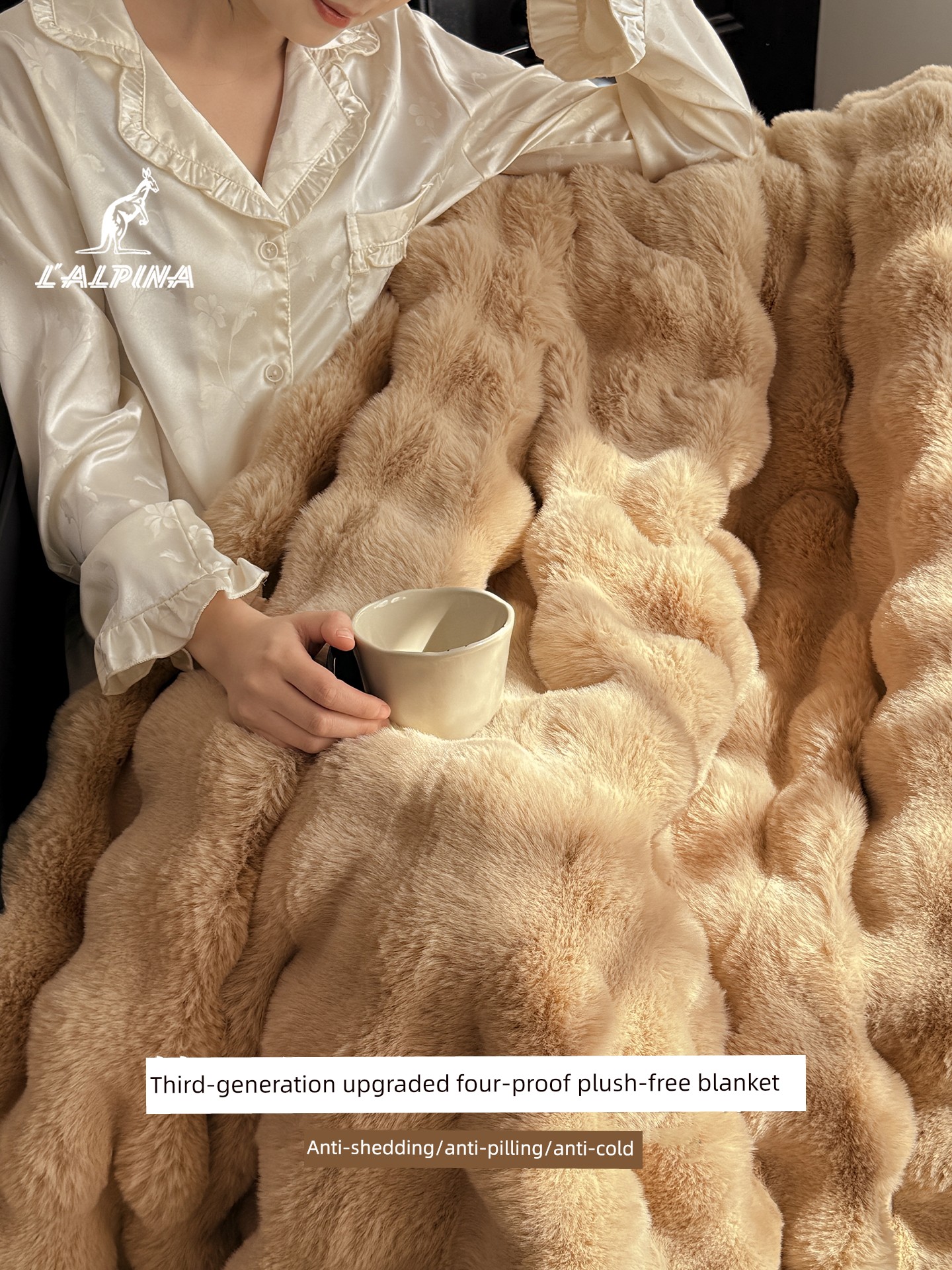 Lalpina Light Luxury Rabbit Fur Blanket Long-Haired Office Blanket Winter Nap Blanket Sofa Blanket High-End Feel Throw Blanket