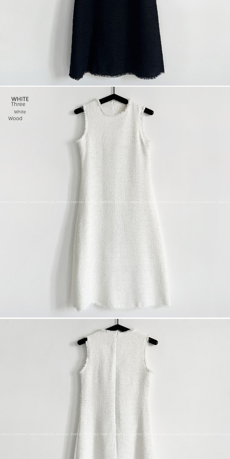 Little fragrance white Round neck Tweed A word Dress