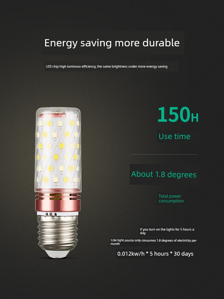 LED Bulb Energy-Saving Lamp E14 Small Screw E27 Corn Lamp For Home Lighting Super Bright Chandelier Light Source Variable Light with Three Colors