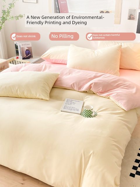 Thickened wash cotton four-piece set creamy quilt cover bed sheet dormitory bed three-piece set non-full cotton four-season universal