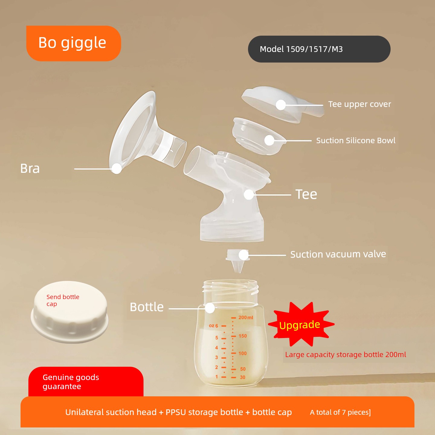 Suitable for Boga 1509/1517 Breast Pump Accessories Breast Shield Suction Silicone Valve Catheter Three-Way Bracket M3 — 3