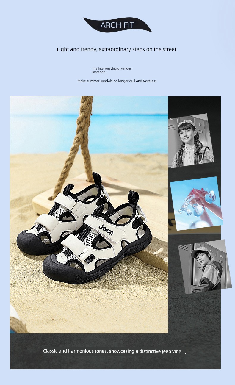 Jeep Children's Closed-Toe Sandals for Boys, Summer Water Shoes, 2026 New Model, Suxi Shoes for Girls, Non-Slip Beach Shoes — 8