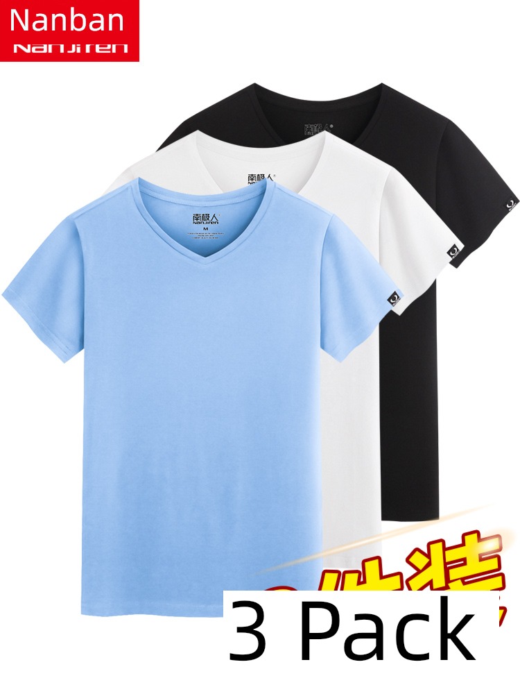 blue pure cotton trend man Half sleeve Undershirt T-shirt