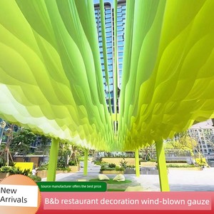 Trendy Wind-Swaying Ceiling Drapes, Colorful Fabric Curtains for Outdoor Restaurants, Guesthouses, Scenic Areas, Long Co