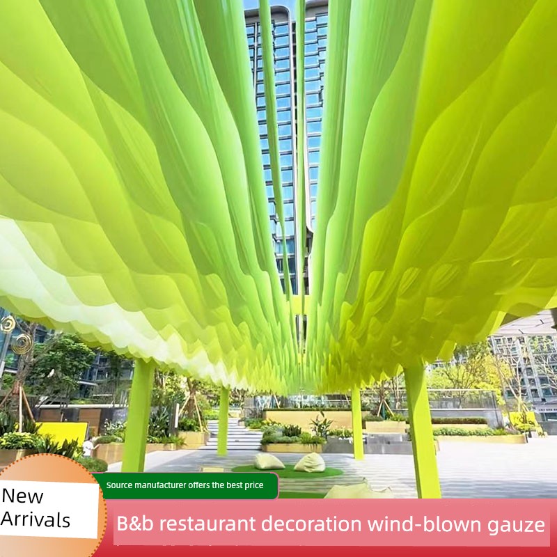 Trendy Wind-Swaying Ceiling Drapes, Colorful Fabric Curtains for Outdoor Restaurants, Guesthouses, Scenic Areas, Long Corridors, Sunshade Hanging Cloth Decorations