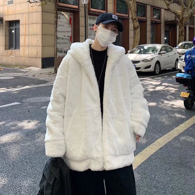 Chaopai lamb winter clothes Versatile Hooded Cotton loose coat