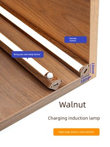 LED Light Strip Self-Adhesive Sensor Wireless Walnut Color Wardrobe Display Cabinet Lintel Light Bar Magnetic Charging C