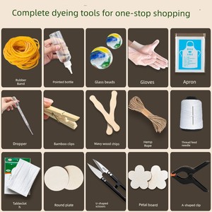 Tie-Dye Wax Dyeing Tool and Material Kit Set with Pointed Bottle, Rubber Bands, Clips, Wooden Pieces, Children's DIY Han