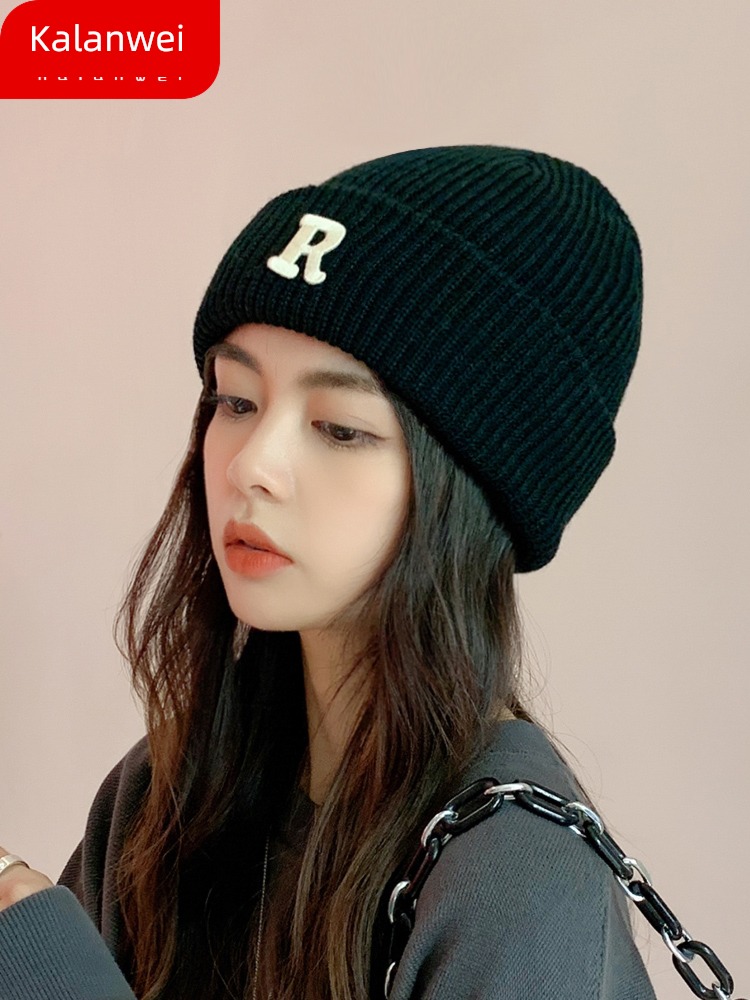 letter female Autumn and winter ins leisure time keep warm woolen hat