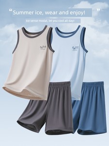 [Dopamine Cooling Technique] Summer Kids Modal Suit Boys' Sports Suit Adolescent Vest Shorts