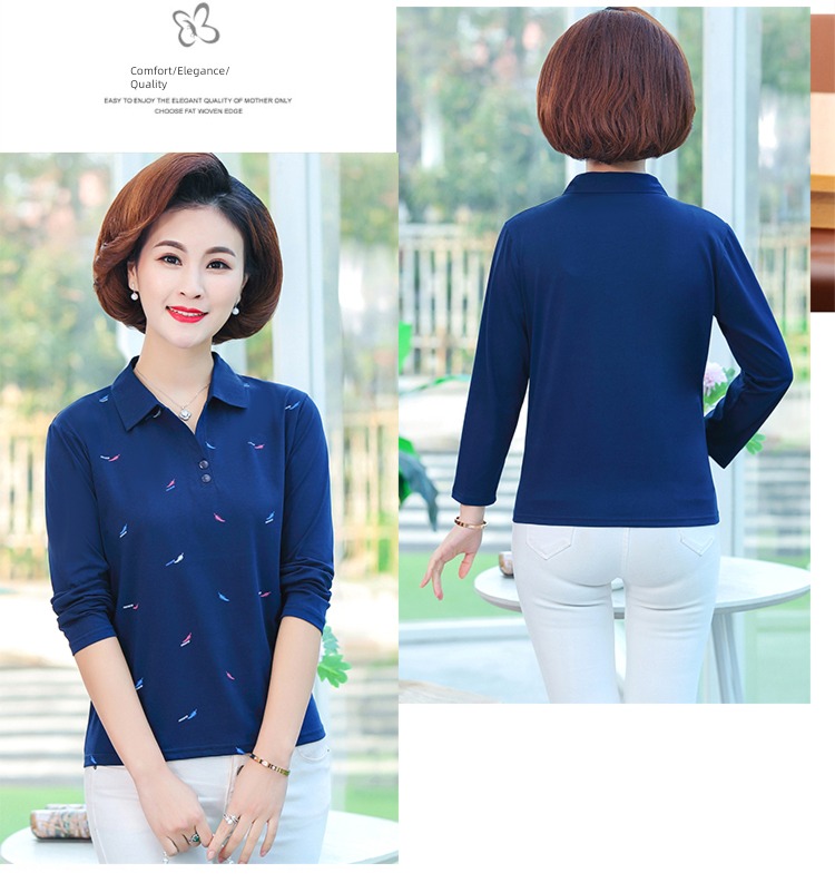 ma'am printing Autumn  Collar Undershirt Long sleeve T-shirt