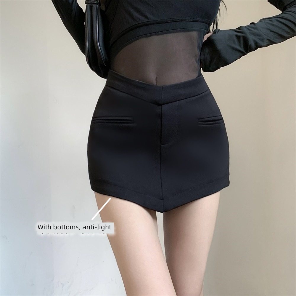 sexy low-waisted Exposed navel Buttocks UltraShort  Half skirt Safety trousers