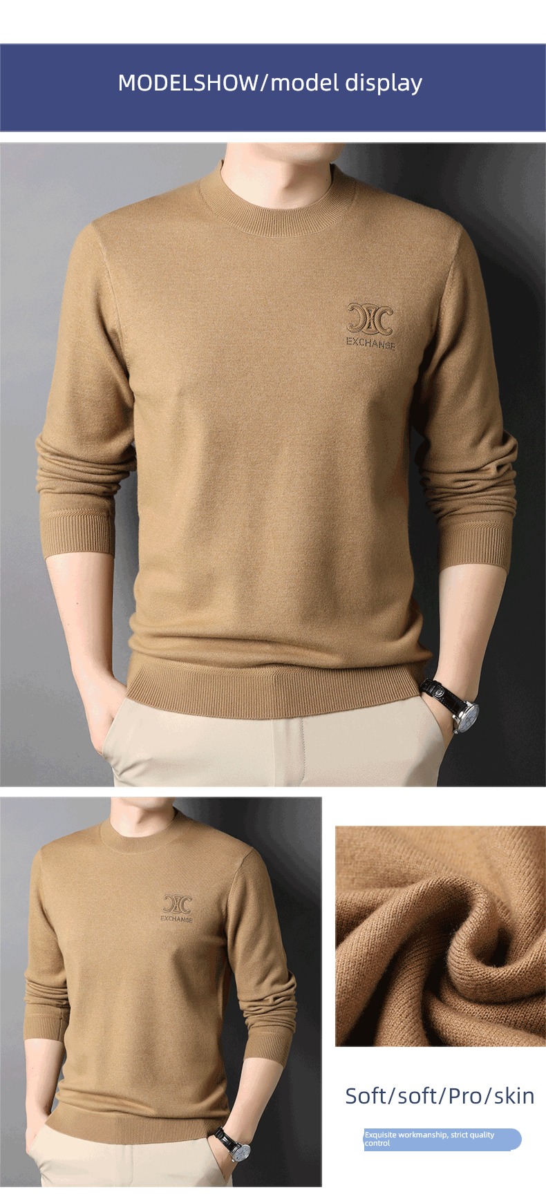 hyz  Half high collar Cashmere Condom man sweater