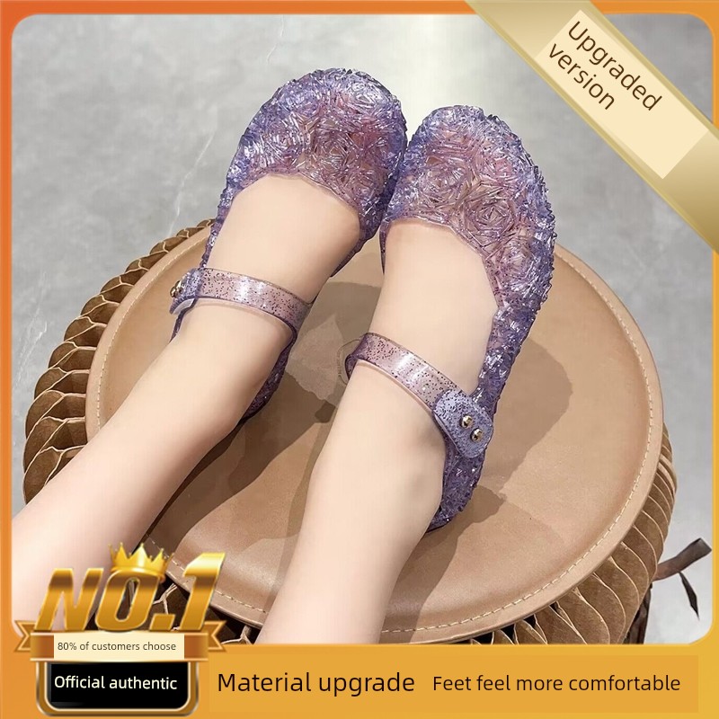 Girls' Crystal Jelly Sandals 2025 New Summer Style for Children, Stylish Plastic Princess Shoes for Little Girls, Non-Slip — 1