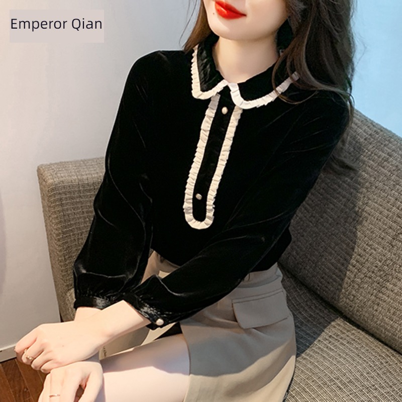 POLO Plush winter Advanced sense temperament Inner lap Lace
