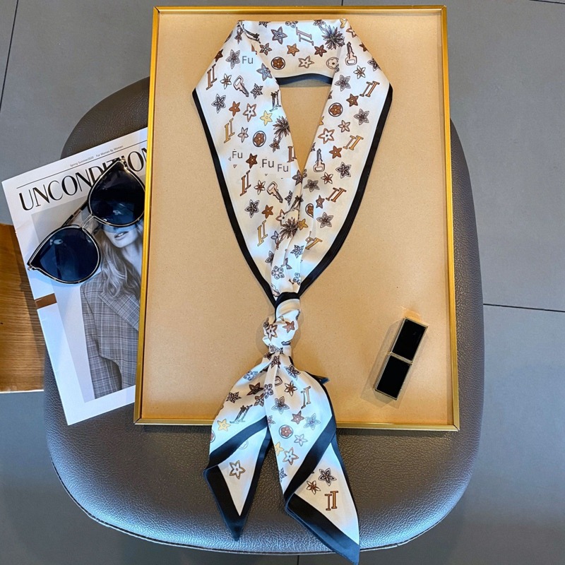 spring Thin and narrow Sliver ma'am Versatile bevel angle Small silk scarf