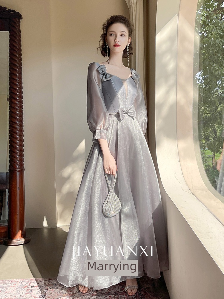grey Bridesmaid Dresses winter have more cash than can be accounted for 2022 new pattern temperament Advanced sense Show thin Xianqi Sisterhood Evening dress female