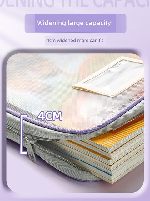 Thickened classification subject bag Primary school students L-shaped file bag subject bag zipper file bag handheld mesh large opening handheld book bag homework remedial bag test paper storage bag file information bag