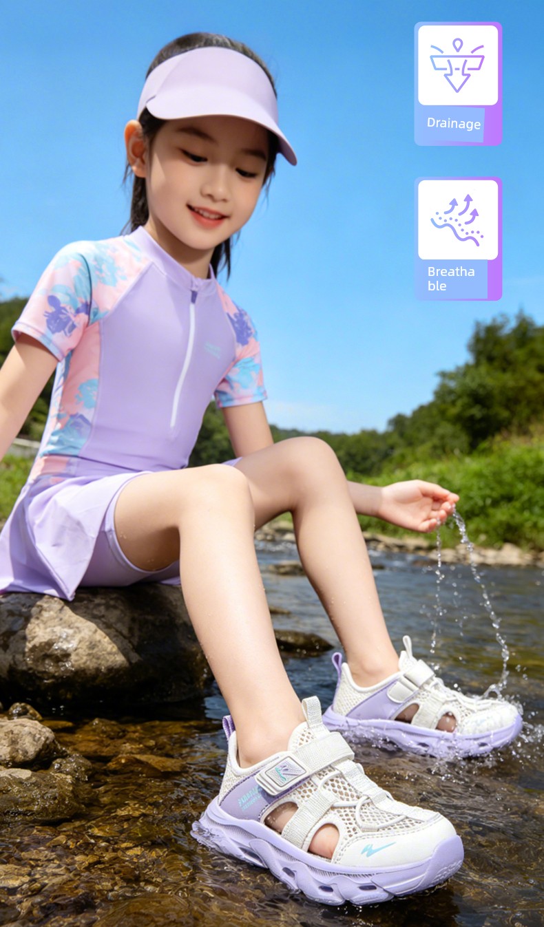 Double Star Children's Sandals for Girls, Summer 2026 New Model, Water-Resistant, Lightweight, Soft-Soled, Breathable, Closed-Toe Sports Shoes — 6