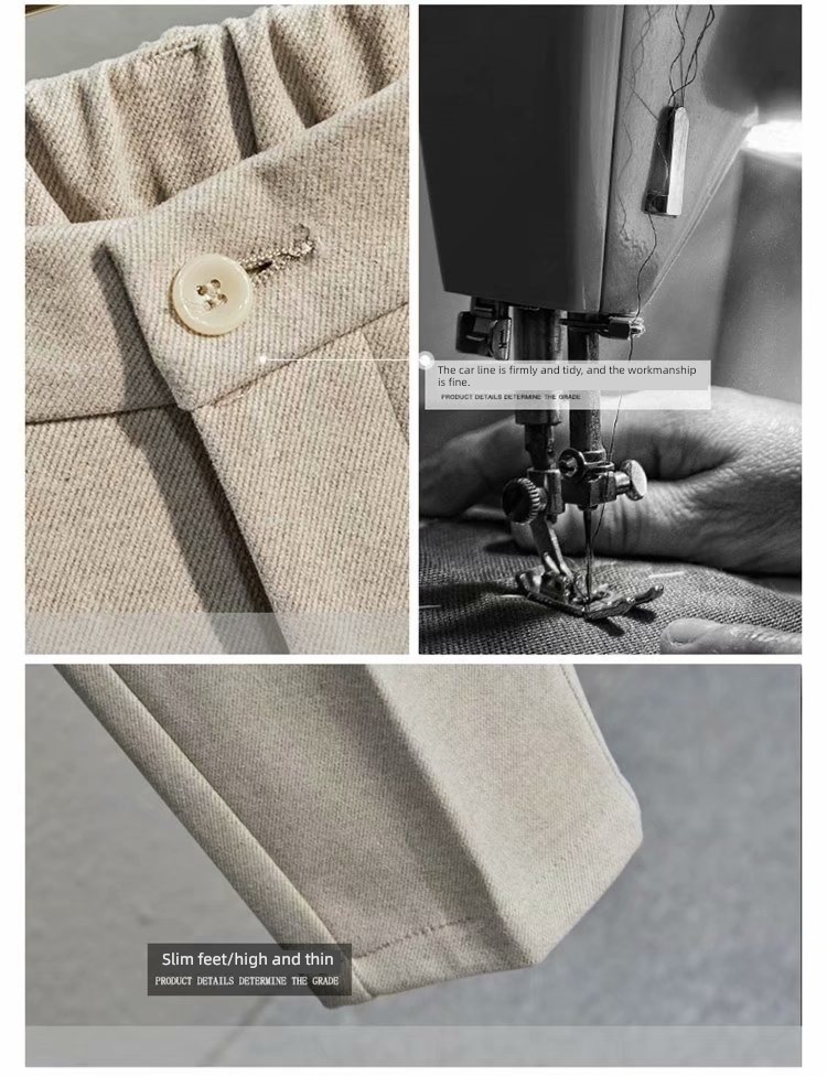 handsome Autumn and winter Nine points Thick and solid keep warm Self-cultivation Western-style trousers